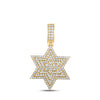 14k Yellow Gold Mens Round Diamond Magen David Star Charm Pendant 3 Cttw
