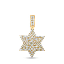 14k Yellow Gold Mens Round Diamond Magen David Star Charm Pendant 3 Cttw