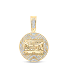  14k Yellow Gold Mens Round Diamond Last Supper Charm Pendant 3-1/4 Cttw