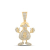 10k Yellow Gold Mens Round Diamond Dollar Money Bag Man Pendant 3 Cttw