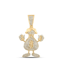 10k Yellow Gold Mens Round Diamond Dollar Money Bag Man Pendant 3 Cttw