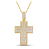 10k Yellow Gold Mens Round Diamond Cross Charm Pendant 3-1/4 Cttw