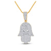 14k Yellow Gold Mens Baguette Diamond Hamsa Hand Charm Pendant 1/2 Cttw