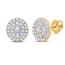  10k Yellow Gold Womens Round Diamond Oval Earrings 1/3 Cttw