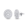 10k White Gold Womens Round Diamond Oval Earrings 1/3 Cttw
