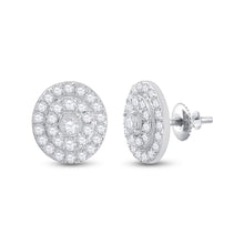  10k White Gold Womens Round Diamond Oval Earrings 1/3 Cttw