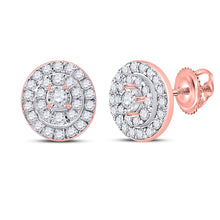  10k Rose Gold Womens Round Diamond Oval Earrings 1/3 Cttw