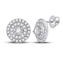  10k White Gold Womens Round Diamond Circle Earrings 1/4 Cttw