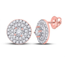  10k Rose Gold Womens Round Diamond Circle Earrings 1/4 Cttw