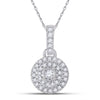 10k White Gold Womens Round Diamond Circle Pendant 1/6 Cttw