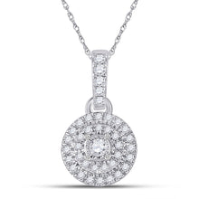  10k White Gold Womens Round Diamond Circle Pendant 1/6 Cttw