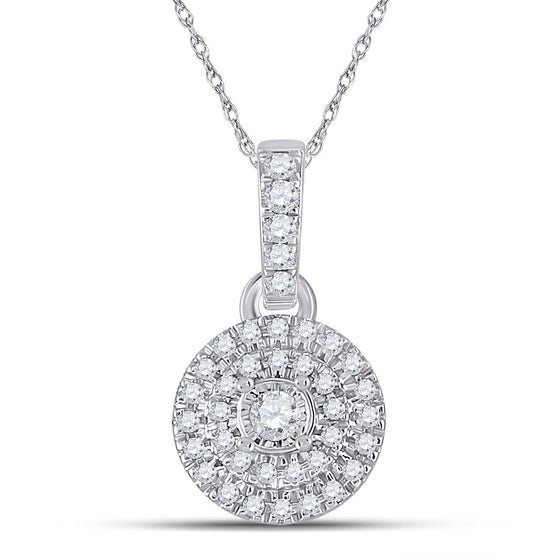 10k White Gold Womens Round Diamond Circle Pendant 1/6 Cttw