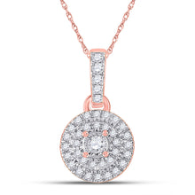  10k Rose Gold Womens Round Diamond Circle Pendant 1/6 Cttw