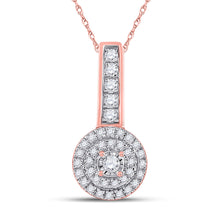  10k Rose Gold Womens Round Diamond Circle Pendant 1/5 Cttw