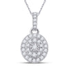 10k White Gold Womens Round Diamond Oval Pendant 1/3 Cttw