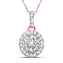  10k Rose Gold Womens Round Diamond Oval Pendant 1/3 Cttw