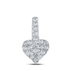 10k White Gold Womens Round Diamond Heart Pendant 1/3 Cttw