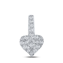  10k White Gold Womens Round Diamond Heart Pendant 1/3 Cttw
