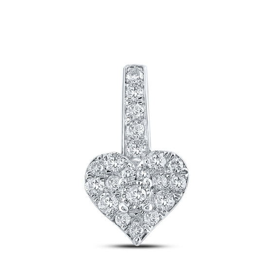 10k White Gold Womens Round Diamond Heart Pendant 1/3 Cttw