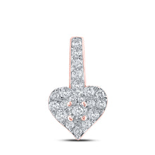  10k Rose Gold Womens Round Diamond Heart Pendant 1/3 Cttw