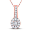10k Rose Gold Womens Round Diamond Oval Pendant 1/4 Cttw