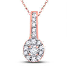  10k Rose Gold Womens Round Diamond Oval Pendant 1/4 Cttw