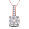 10k Rose Gold Womens Round Diamond Square Pendant 1/3 Cttw