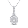 10k White Gold Womens Round Diamond Oval Pendant 1/5 Cttw