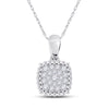 10k White Gold Womens Round Diamond Square Pendant 1/6 Cttw