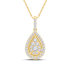  14k Yellow Gold Womens Round Diamond Teardrop Pendant 1/4 Cttw