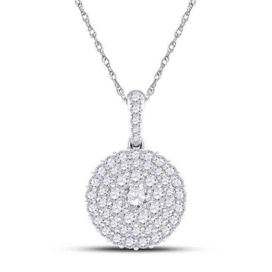 14k White Gold Womens Round Diamond Cluster Pendant 1/2 Cttw