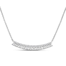  14k White Gold Womens Round Diamond Curved Bar Necklace 1/2 Cttw