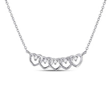  14k White Gold Womens Round Diamond Heart Necklace 1/20 Cttw