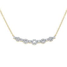  14k Yellow Gold Womens Round Diamond Circle Bar Necklace 1/3 Cttw