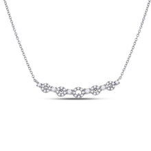  14k White Gold Womens Round Diamond Circle Bar Necklace 1/3 Cttw