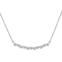  14k White Gold Womens Round Diamond Curved Bar Necklace 1/6 Cttw