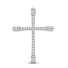 14k White Gold Womens Baguette Round Diamond Cross Pendant 3/4 Cttw