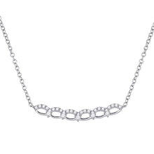  14k White Gold Womens Round Diamond Bar Necklace 1/3 Cttw