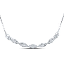  14k White Gold Womens Baguette Diamond Fashion Necklace 1/2 Cttw