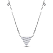  10k White Gold Womens Round Diamond Triangle Necklace 1/4 Cttw