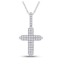  14k White Gold Mens Round Diamond Cross Charm Pendant 3/4 Cttw