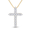 14k Yellow Gold Womens Round Diamond Cross Pendant 1/2 Cttw
