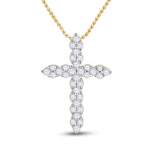  14k Yellow Gold Womens Round Diamond Cross Pendant 1/2 Cttw