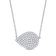  10k White Gold Womens Round Diamond Teardrop Necklace 1/5 Cttw