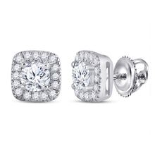  14k White Gold Womens Round Diamond Halo Earrings 1/2 Cttw