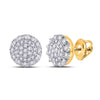 14k Yellow Gold Womens Round Diamond Cluster Earrings 1/2 Cttw