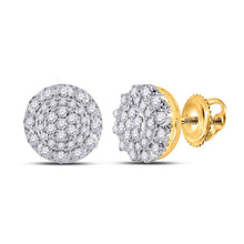  14k Yellow Gold Womens Round Diamond Cluster Earrings 1/2 Cttw