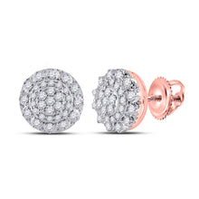 14k Rose Gold Womens Round Diamond Cluster Earrings 1/2 Cttw