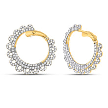  14k Yellow Gold Womens Round Diamond Hoop Earrings 1-1/2 Cttw