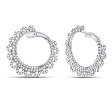 14k White Gold Womens Round Diamond Hoop Earrings 1-1/2 Cttw